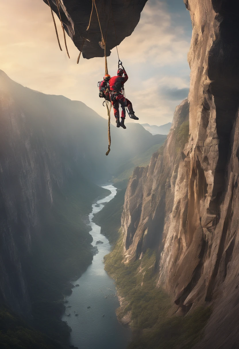A group of skilled climbers, including Chinese individuals, practicing