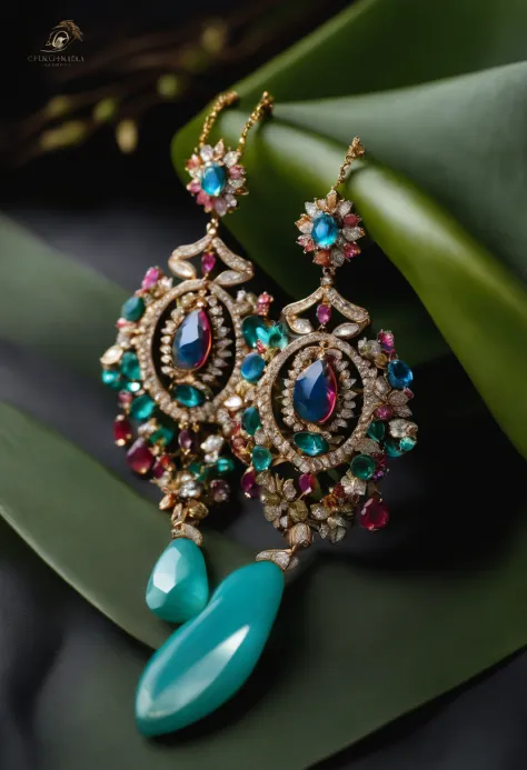 un design de haute joaillerie, Caribbean themed earrings, precious stones & Diamants, luxe, flore, Martinique coquillage