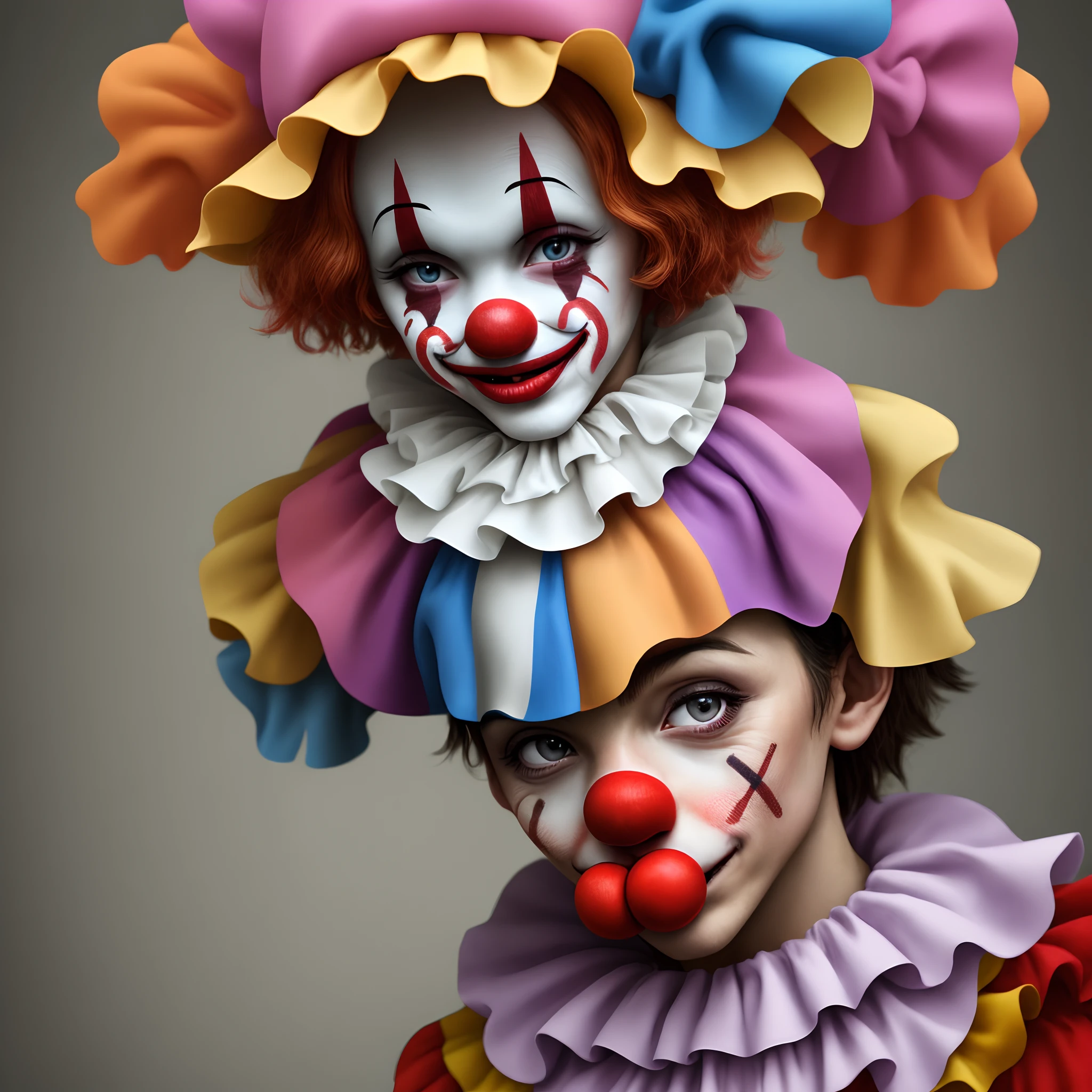 Clowns are wearing clown makeup and clown makeup for halloween - SeaArt AI