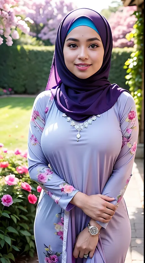 Photo Of A Young Bookish Malay Woman Wearing A Hijab Walking In A Flower Garden Big Breast The 1832