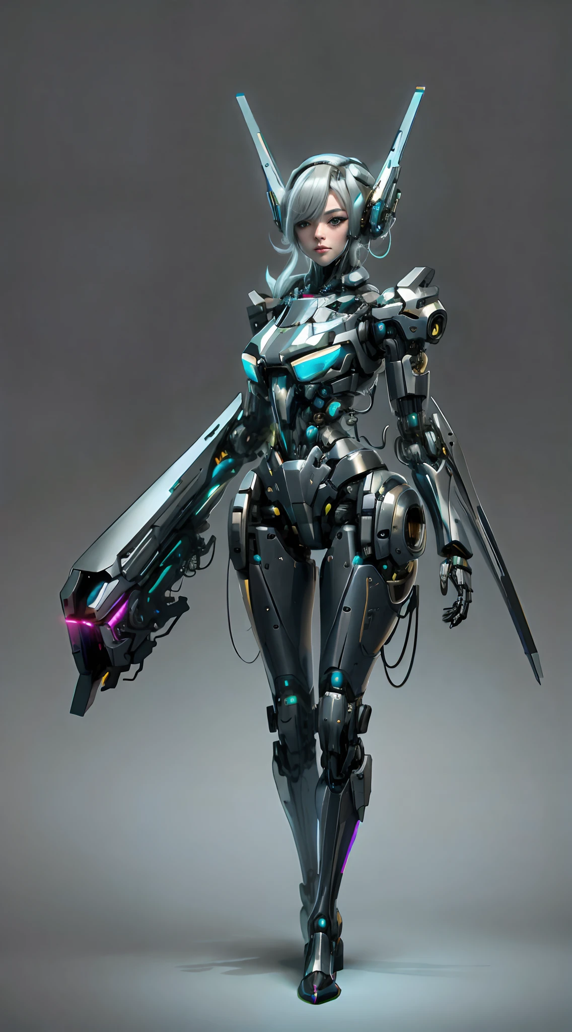 A woman in a futuristic suit with a sci - futuristic weapon - SeaArt AI