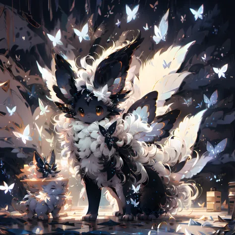 Dark  fairy,Furry ,simple background,white background