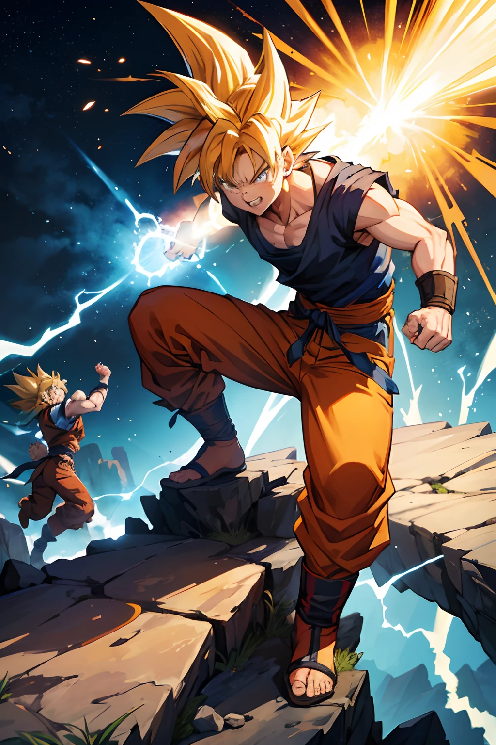 On an uncharted planet, Goku senses a potent energy source and faces off against Zara, a formidable alien warrior. Their relentless battles and weeks of training push Goku to his limits. Ultimately, Goku unleashes his Super Saiyan form, achieving victory. The two fighters part ways as friends, leaving behind a legacy of an epic battle and a newfound bond with the planet's inhabitants.