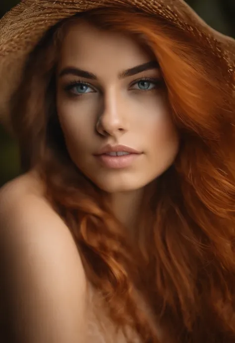 A close up of a woman with a very big red hair - SeaArt AI