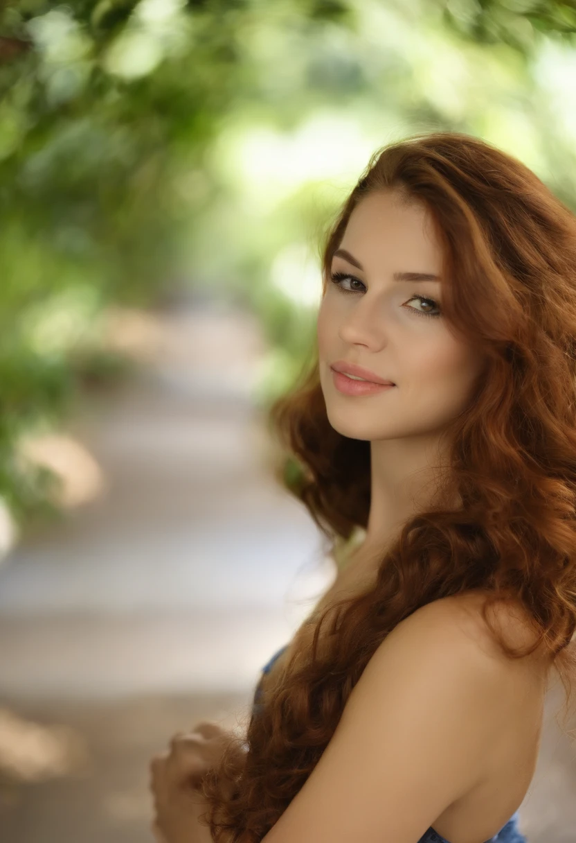 A close up of a woman with long red hair posing for a picture - SeaArt AI