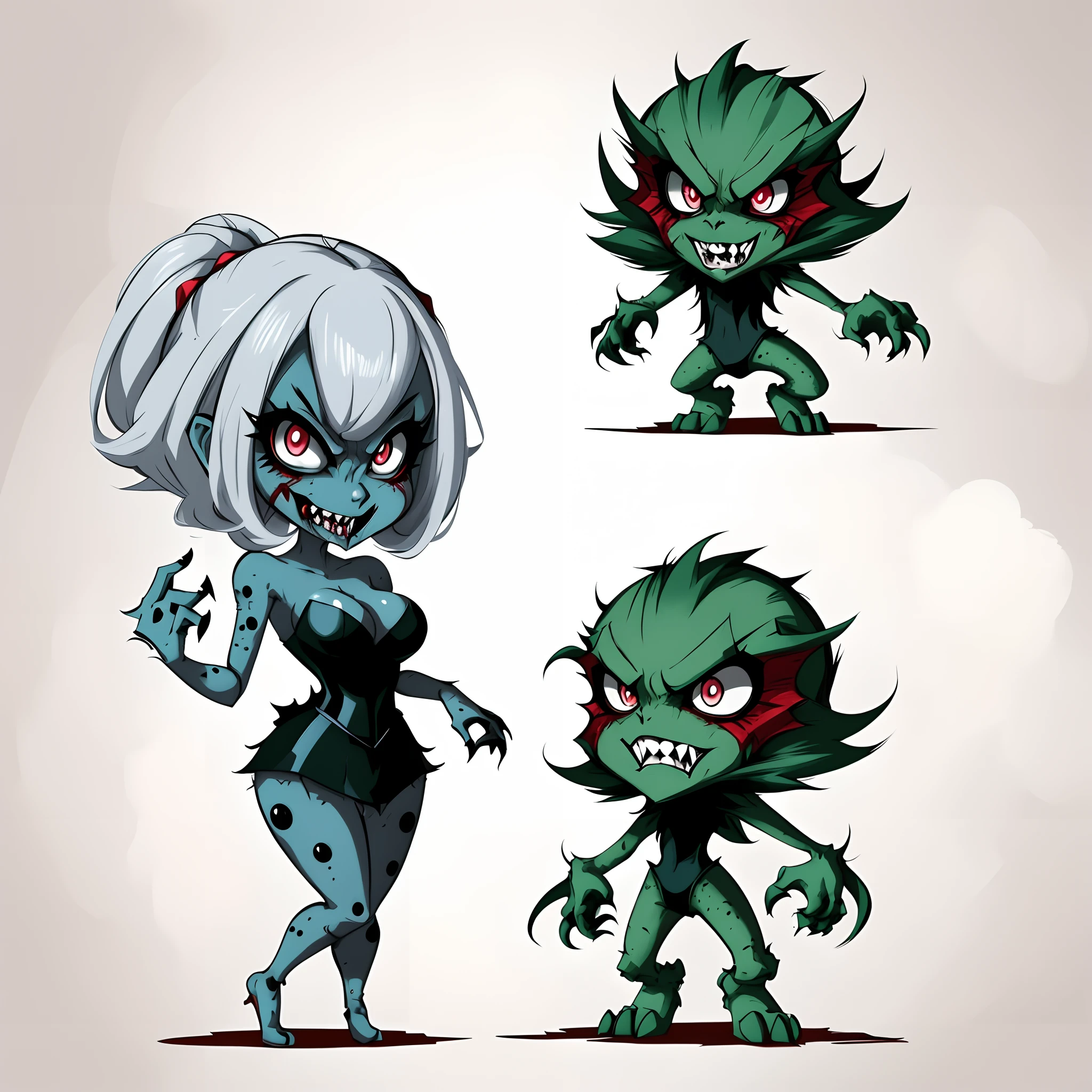 Un conjunto de cuatro chicas zombies de dibujos animados con diferentes  expresiones - SeaArt AI