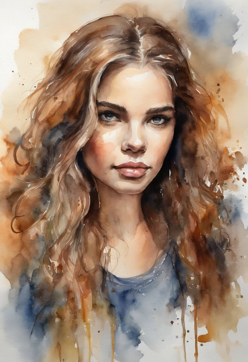 A painting of a woman with long hair and blue eyes - SeaArt AI