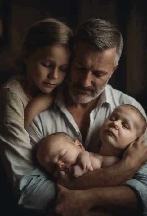 هناك طفل يحمل طفلاً بين ذراعيه - SeaArt AI