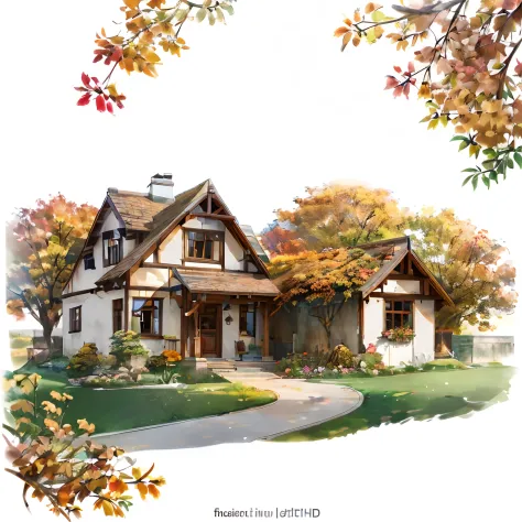 there is a drawing of a house with a pathway in front of it, cottage, beautiful rendering, craftsman home, beautiful artist rend...