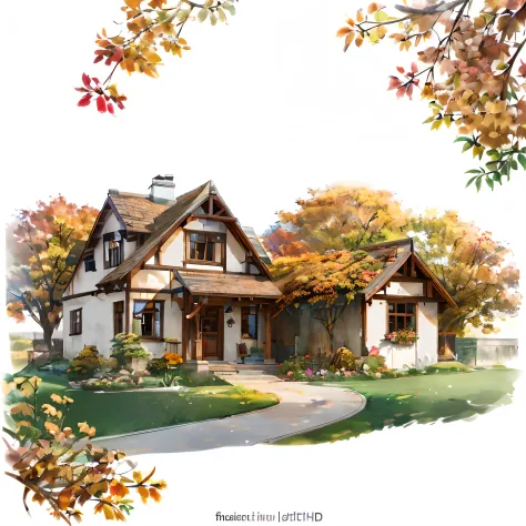 there is a drawing of a house with a pathway in front of it, cottage, beautiful rendering, craftsman home, beautiful artist rend...