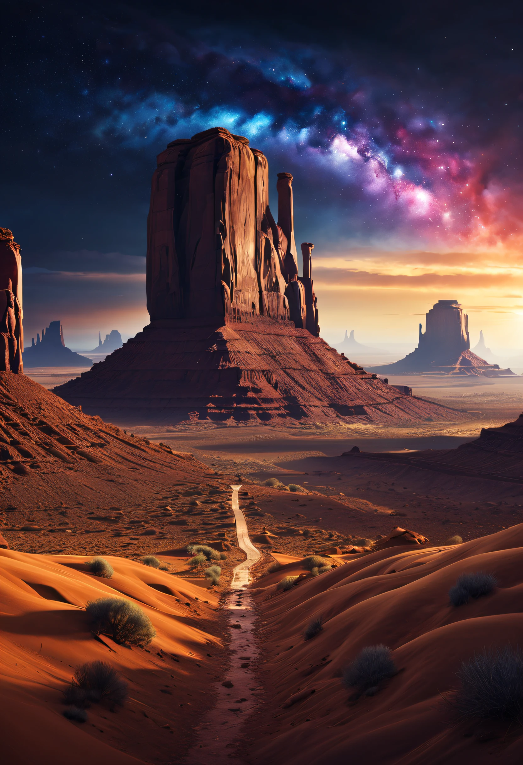 (best quality,4k,8k,highres,masterpiece:1.2),ultra-detailed,(realistic,photorealistic,photo-realistic:1.37),monument valley,illustration,dreamlike,mesmerizing colors,ethereal lighting,impressive architecture,geometric formations,exploration,serene atmosphere,ancient ruins,mystical essence,mind-bending perspective,natural wonders,gravity-defying structures,imagination unleashed,distance and vastness,hypnotic illusions,mysterious shadows,dynamic angles,geographical harmony,epic adventure,seamless blend of reality and fantasy,otherworldly journey,harmony of light and shadow,limitless possibilities,surreal landscapes,puzzle-like structures,asymmetric forms,journey through time and space,awe-inspiring vistas,colorful symbolism,fascinating dream world,architectural marvels,innovative design,harmonious coexistence of nature and man-made,unforgettable experiences