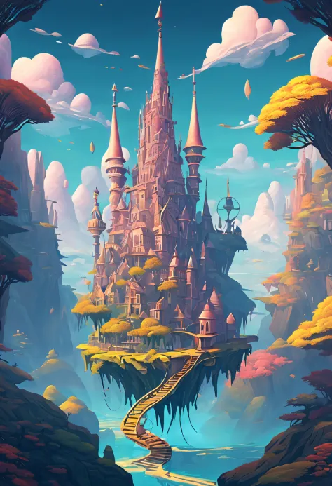 a mysterious and enchanting journey through an otherworldly landscape,a surreal and dreamlike setting,unique and intricate archi...