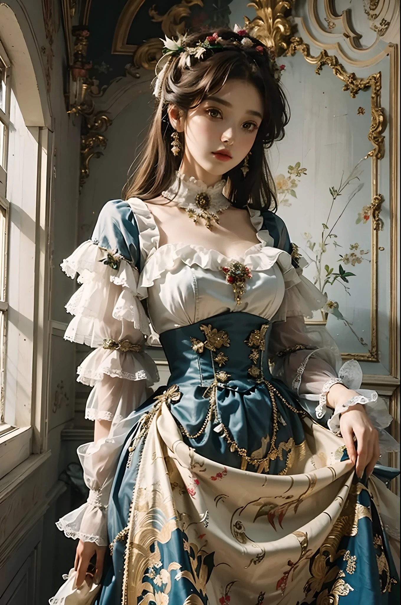 (masterpiece), (best quality), (perfect body), 1girl, stunning beauty, beautiful girl, Victorian Aesthetic Outfit, long dress, ancient