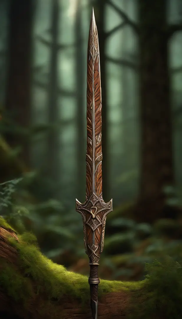 spear made of runecraft and bark of Yggdrasil, Spear Odin, holding a spear,