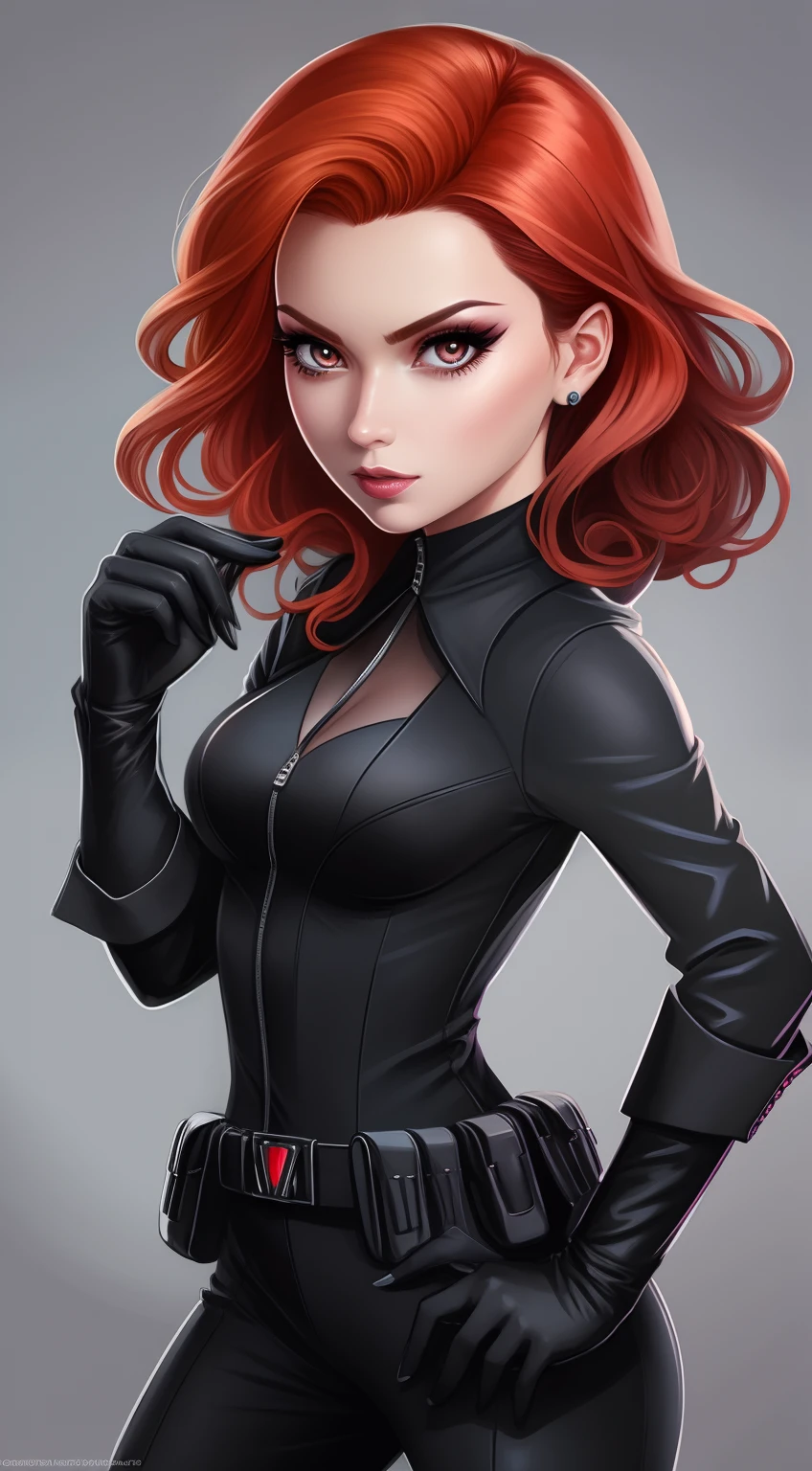 A woman in black widow costume posing for a photo - SeaArt AI