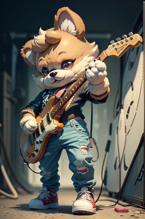 Cartoons of guitarists、Anthropomorphic toy poodle dog
