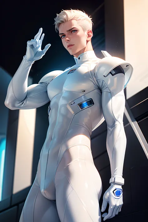 White body suit), masterpiece, futuristic suit, gloves, white gloves - SeaArt  AI