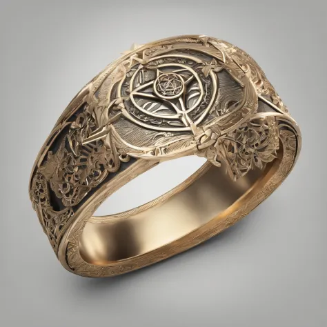 （（Ring design concept art）），(Ring art design,Pentagram pattern,Simple jewelry design,Art Nouveau,dynamic art,Contemporary art:1.45)，Bronze ring，（Ring concept blueprint），（（Wavy rings）），Engraved with a five-pointed star，（exquisite craft），Hemming，Natural sunl...