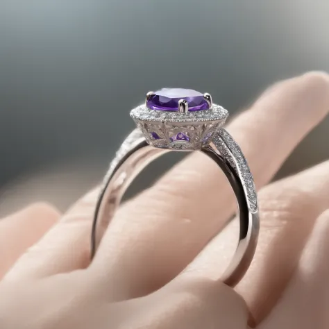 Masterpiece，highest  quality，(Nothing but the ring)，(No Man),Ring set with phoenix，starrysky，Wrapped around the end from beginning to end，Delicate silver ring，Starry sky in the ring,The sheen，inverted image，Sparkling blue-purple gemstones，Elegant and noble...