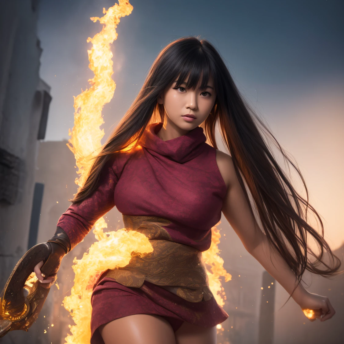 CG Giant Secret Realm，Asian women pose in colorful bikinis, Realistic secret manga girl rendering, detailed face of a asian girl, Realistic in the secret world, Smooth CG art, Realistic. Cheng Yi, Realistic secret style, A lovely secret rendering, Rendu portrait 8k, Render character art 8 K, Kawaii realistic portrait， （Linen batik scarf）， Angry fighting stance， looking at the ground， Batik linen bandana， Chinese python pattern long-sleeved garment，Uncharted（Abstract propylene splash：1.2）， Dark clouds lightning background，废墟（realisticlying：1.4），Black color hair，Flour fluttering，Telephoto lens high， A high resolution， the detail， RAW photogr， Sharp Re， Nikon D850 Film Stock Photo by Jefferies Lee 4 Kodak Portra 400 Camera F1.6 shots, Rich colors, ultra-realistic vivid textures, Dramatic lighting，8K quality, Girls，Backstreets， Dark clouds lightning background（realisticlying：1.4），Black color hair，Uncharted， RAW photogr， Sharp Re， Nikon D850 Film Stock Photo by Jefferies Lee 4 Kodak Portra 400 Camera F1.6 shots, Rich colors, ultra-realistic vivid textures, Drama light film CG society，Tropical canyon battle scene、Chinese big breasts、Vintage trench coat、three kingdom、ember、100 people、Faraway view、intense battles、high detal、masuter piece、NSFW，Multi-layered long-sleeved gauze garment，Quick-dry vest，Colorful cotton and linen sweater，Red and black snake cloak cloak，Doomsday ruins（Uncharted）Climb the streets（Armageddon）eyes filled with angry，He clenched his fists