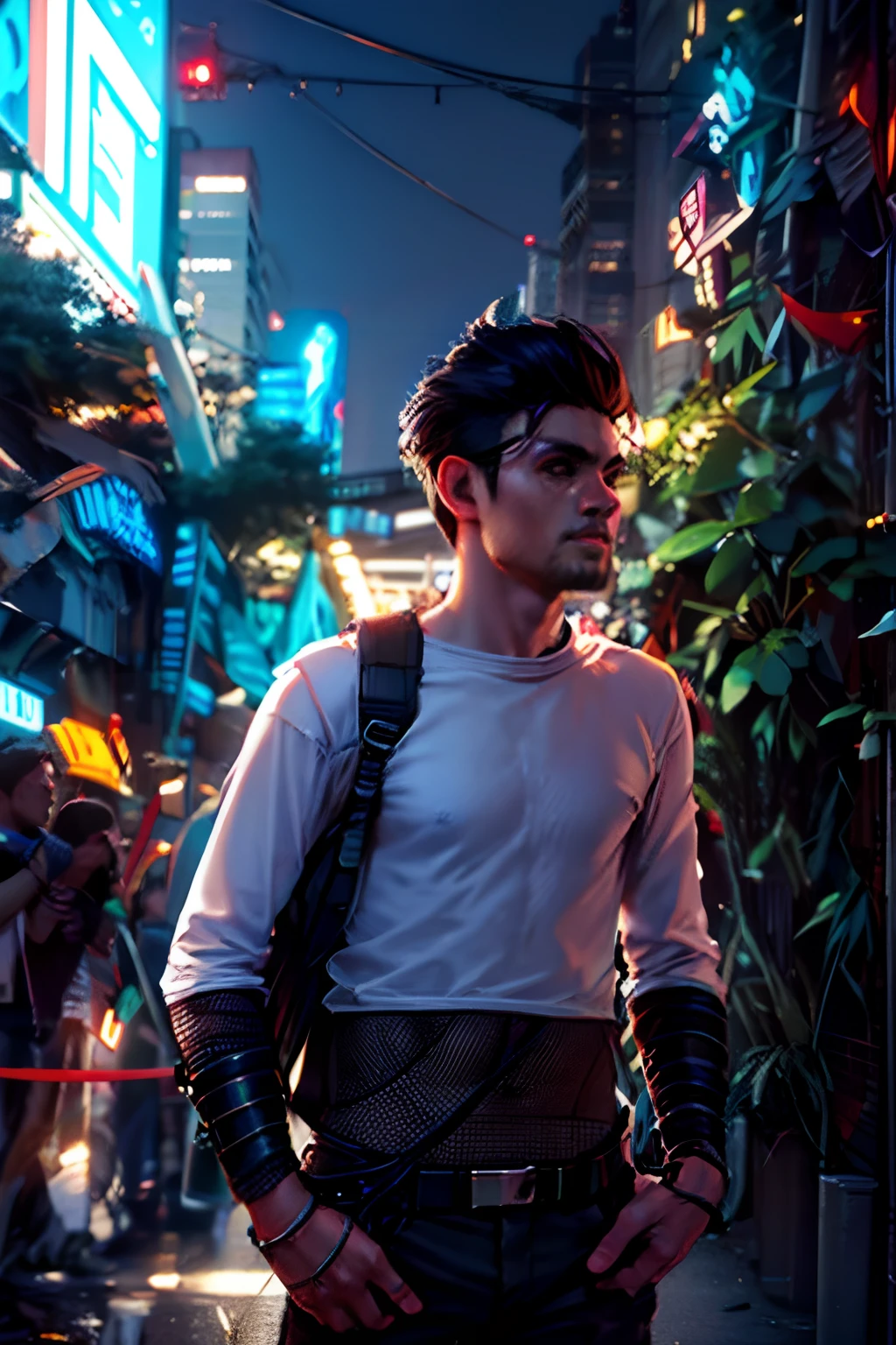 Change background cyberpunk handsome boy, realistic face,8k, ultra realistic