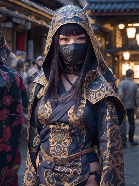 (photo realistic:1.4), (hyper realistic:1.4), (realistic:1.3),(increase cinematic lighting quality:0.9),Elaborate female ninja,f...