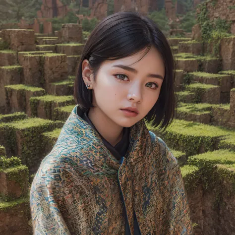 Maze 32K,Realistic painting_book_cover:1.3, Little Girl 1:60 miniatures，Go to the maze，CG Giant, Smooth CG art, Realistic. Cheng Yi, Forced masterpiece，monument valley，Geometry Cute secret rendering, Rendu portrait 8k, Render character art 8 K, Kawaii real...