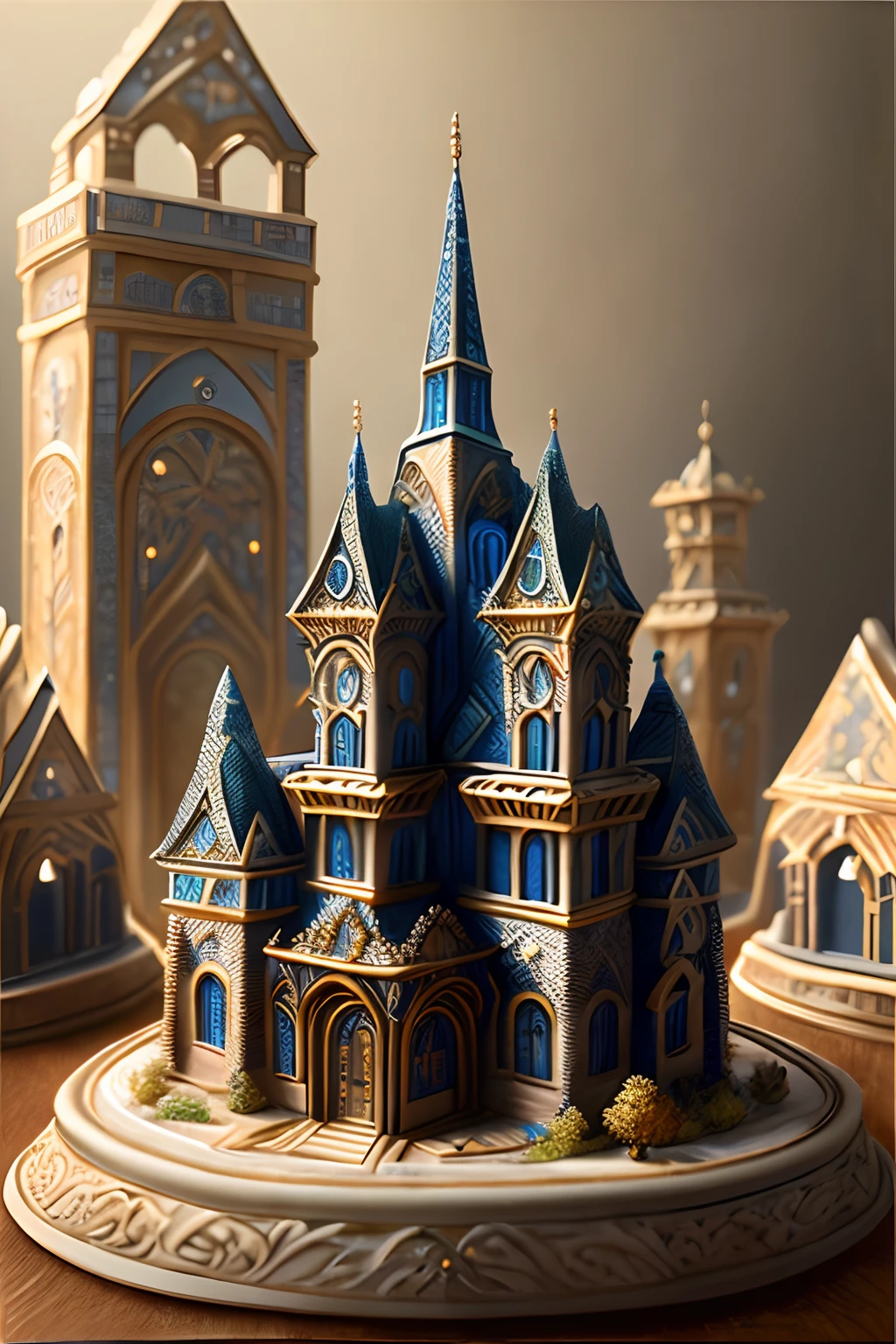 (Best quality,4K,8K,A high resolution,Masterpiece:1.2),Ultra-detailed,(Realistic,Photorealistic,photo-realistic:1.37),Fantasy world,Enchanted,Imaginative and fictional,Showcase a landscape where medieval and futuristic civilizations converge,Ceramic craftsmanship,Intricate and detailed glass castle.Details upgraded