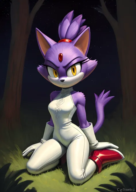 [Blaze the cat], [Uploaded to e621.net; (Pixelsketcher), (wamudraws), (napalm_express)], ((masterpiece)), ((HD)), ((High Quality)), ((furry)), ((solo portrait)), ((front view)), ((full body)), ((detailed fur)), ((detailed shading)), ((cel shading)), ((beau...