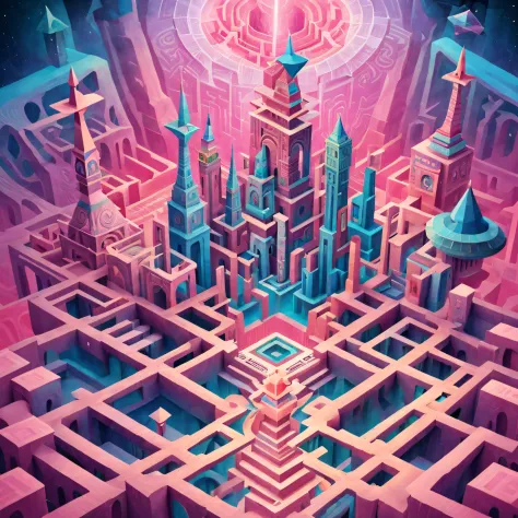 monument valley，Labyrinth of magical castles，Lost treasures，Geometric space，Unordered regular three-dimensional pattern，Ancient ...