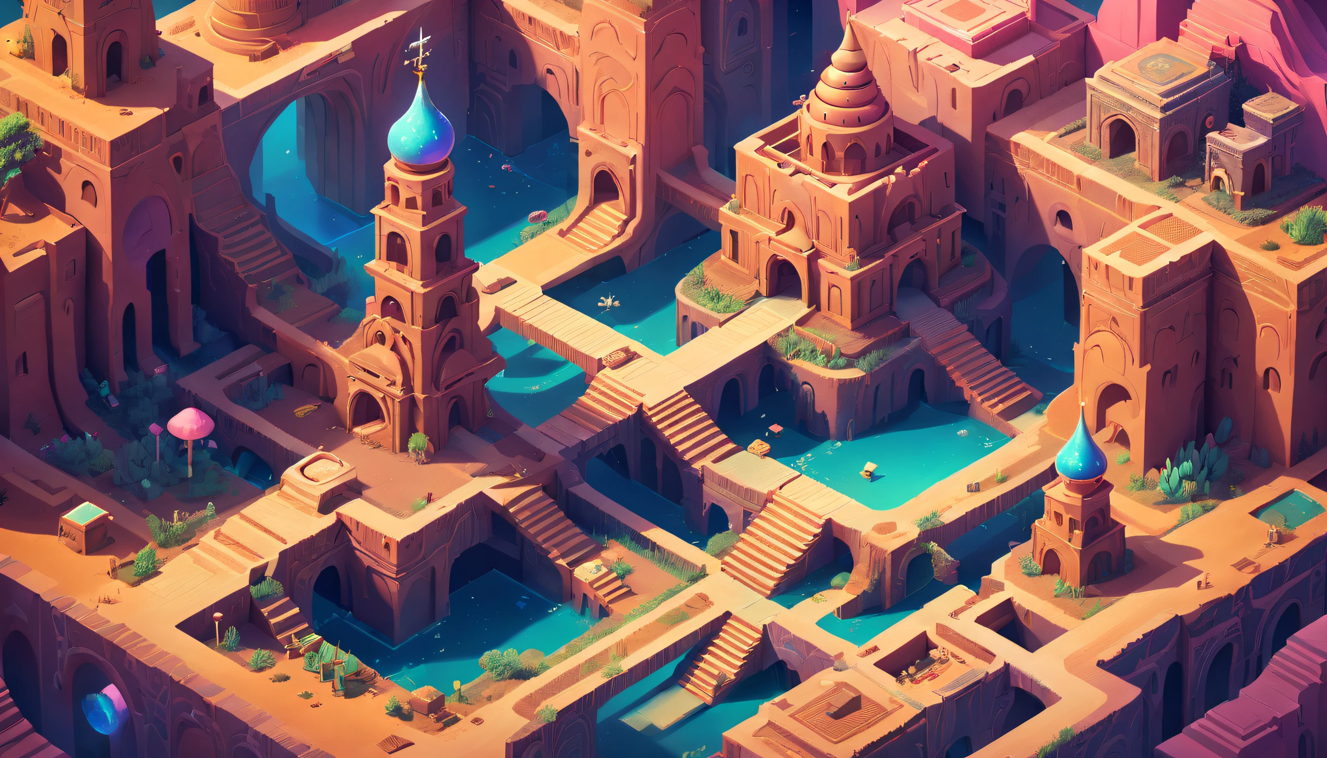 เจ้าหญิงค้นหาสมบัติโบราณที่สูญหายใน Monument Valley，Monument Valley เป็นปราสาทแห่งอนาคตในสไตล์ยุคกลาง，ภายในมีบันไดและกลไกมากมาย，บันไดที่ซับซ้อน，สมบัติอันเป็นประกาย，Monument Valley สร้างด้วยบล็อก，พื้นที่สีชมพู，สีสันแห่งความฝัน，เรื่องไร้สาระ，มันไร้สาระ，ความสมจริงที่สมจริงเป็นพิเศษ，ผลงานชิ้นเอก，คุณภาพสูง，ความละเอียด UHD，16ก，สมจริง，สมจริงมาก，มหากาพย์แฟนตาซีเทพนิยาย，มหากาพย์แฟนตาซีแห่งอนาคต，สถิตยศาสตร์มหากาพย์，สไตล์โมนูเมนท์วัลเล่ย์, ศิลปะเกมสามมิติ, ภาพประกอบศิลปะเกมโดยละเอียด, ศิลปะมีมิติเท่ากัน, ศิลปะเกมสามมิติสามมิติ, ซากปรักหักพังโบราณนีออน, ภาพหน้าจอภาพสามมิติที่น่าทึ่ง, เรขาคณิตสถานีศิลปะ, ศิลปะเกมโดยละเอียด, ศิลปะวอเซลสามมิติ, บีเพิล ศิลปะรายวัน,16ก detailed digital art