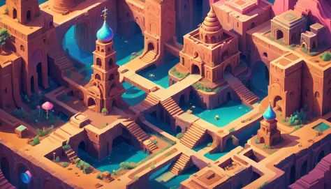 The princess searches for lost ancient treasures in Monument Valley，Monument Valley is a futuristic castle in the medieval style...