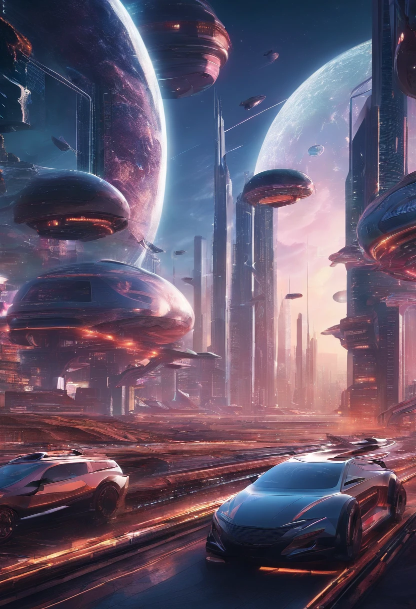 未來派城市，夜間有未來火車和未來建築, 未來概念藝術, 換句話說，未來城市, 在奇幻科幻城市, beautiful 未來之城, 未來烏托邦城市, 概念藝術8K resolution, 概念藝術8k分辨率, 未來之城, 未來太空港, 概念藝術8K, 科幻好萊塢概念藝術