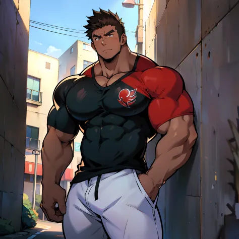 Anime style art)), Extremely muscular masculine character