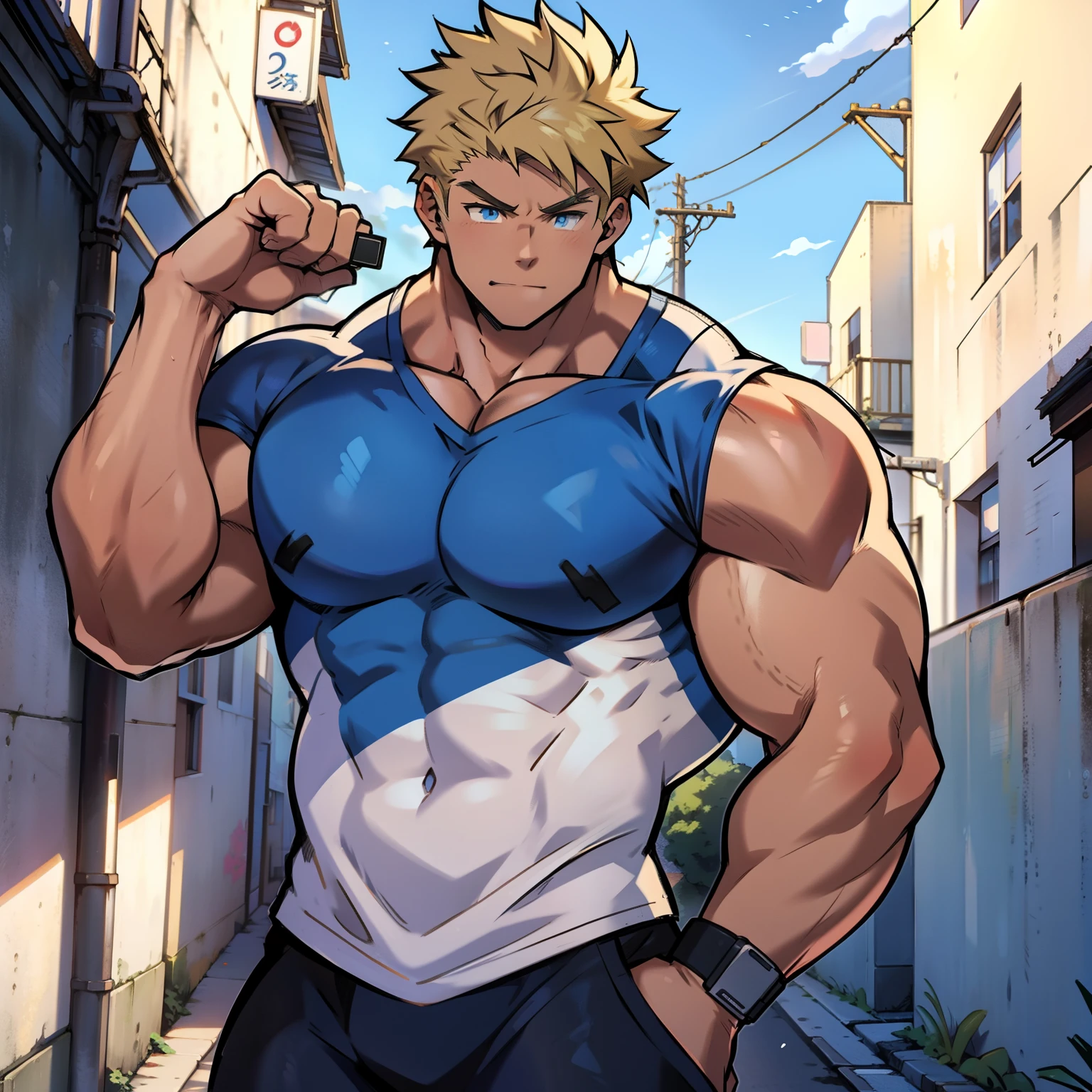 Anime style art)), Extremely muscular masculine character