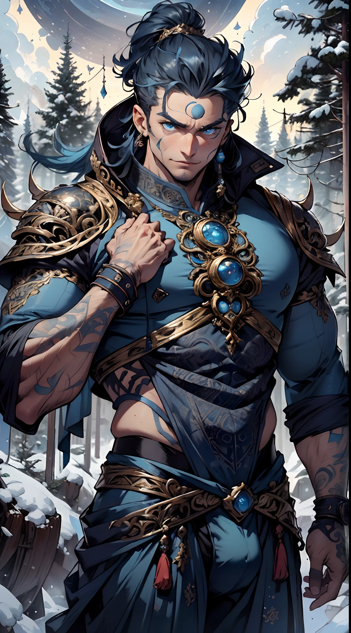 Arabian djinn,(male:1.5), muscle, 1boy, big muscle - SeaArt AI