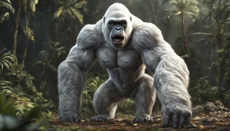 a great white gorilla George from Rampage, intrinsic details,masterpiece,hyper realistic, hd, 8k