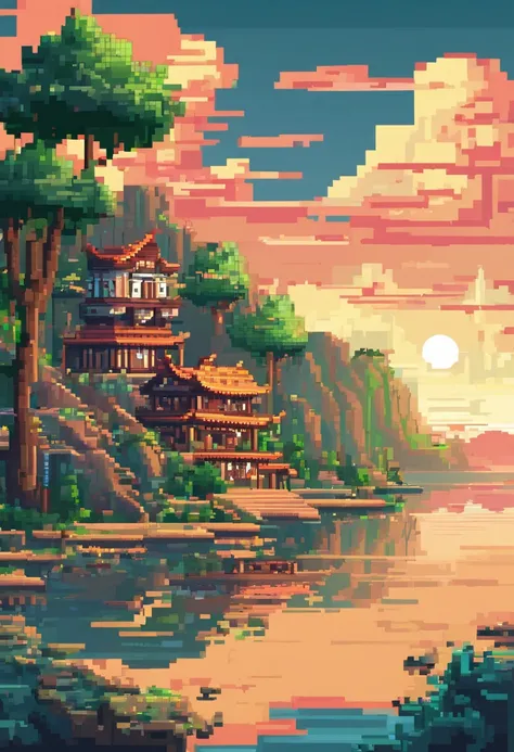 Pixel art tourist destination landscape, 3d pixel art 4k wallpaper ...