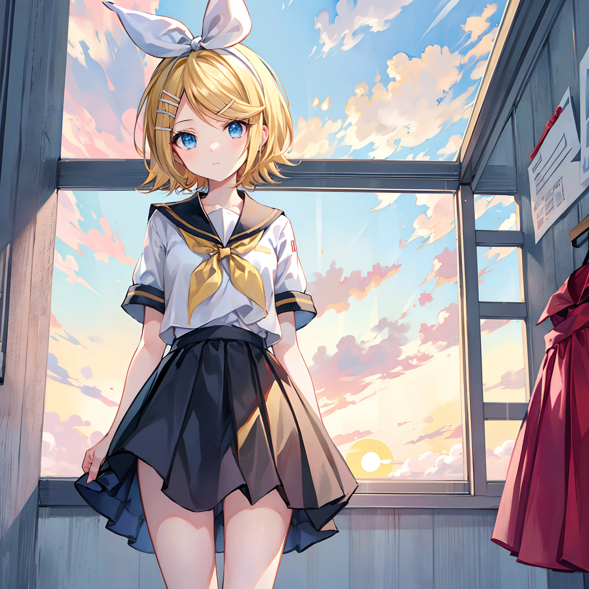 Anime girl in a school uniform standing in front of a window - SeaArt AI