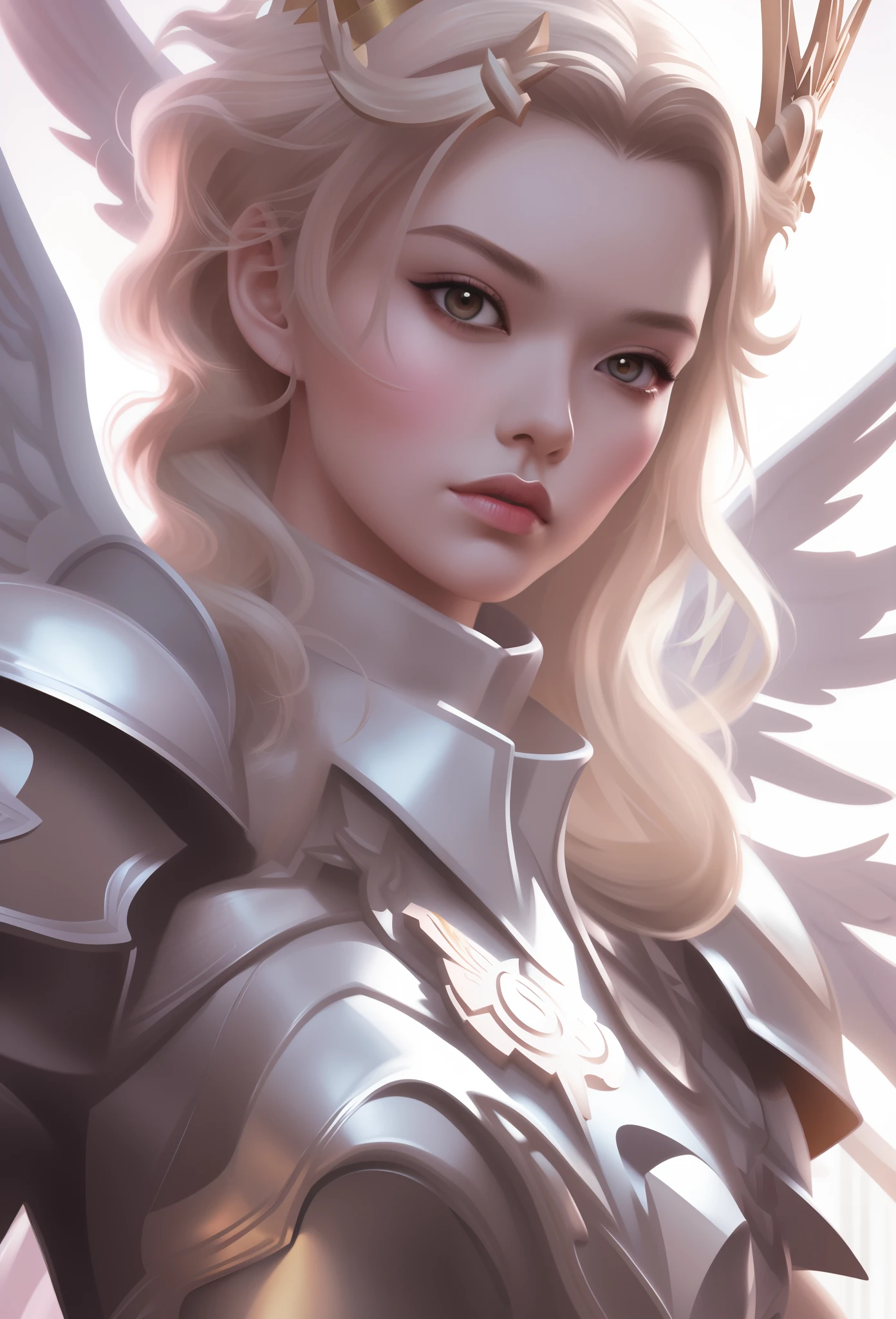 Mulher loira com asas e uma coroa na cabeça,  do cavaleiro do anjo, Artgerm. alto detalhe, Artgerm extremamente detalhado, Modelo IG | Artgerm, WLOP | Artgerm, Rossdraw 1. 0, artgerm na artstation pixiv, Wlop Ross, Artgerm detalhado, Artgerm. ilustração de anime