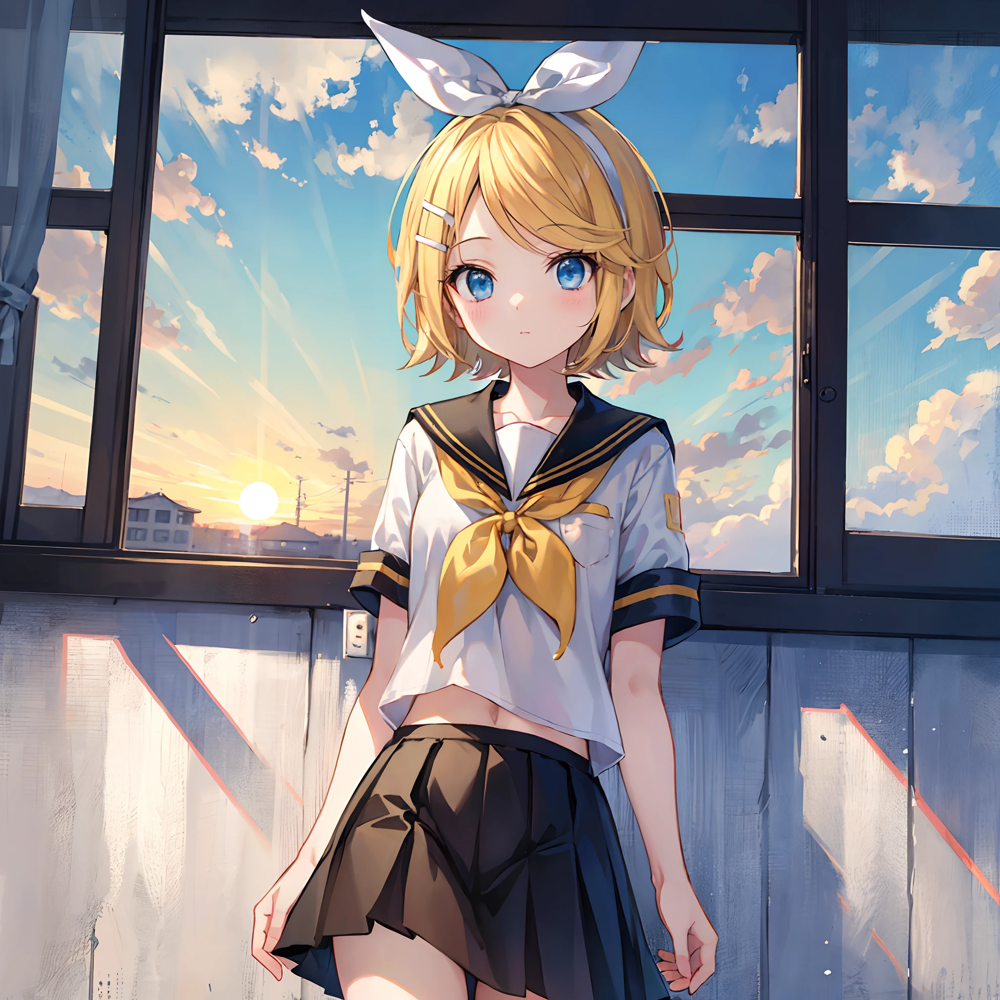 Anime girl in a sailor outfit standing in front of a window - SeaArt AI