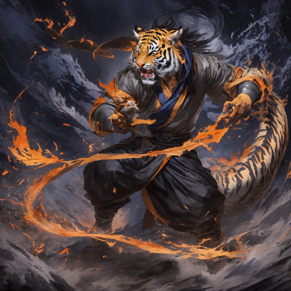 noite Tiger Demon 32K，Reino do Demônio Imortal da Fênix, Encontro casual com Liu Hanshu, Ele viu nele seu antigo eu, Foi decidido levá-lo como aprendiz, Ensine-o a se proteger, Mas por causa do mapa estelar tibetano, Phoenix e a família Liu、A Seita Espada de Jade estabelece relacionamentos, Abre com a morte de Liu Hanshu, Qin Yu embarcou no caminho do confronto com um inimigo forte, Trabalhando duro, Torne-se mais forte, Atenha-se ao seu próprio caminho principal de justiça, （Demônio tigre）olhos cheios de raiva，O lagarto monitor cerrou os punhos，Apresse-se，Dê um golpe fatal em seu oponente，corpo inteiro lésbica，Full body noite Tiger Demon Male Mage 32K（Obra-prima Canyon Ultra HD）noite Tiger Demon（desfiladeiros）Suba pelas ruas， O cenário da explosão（desfiladeiros）， （noite）， The angry fighting stance of the noite Tiger Demon， olhando para o chão， Bandana de linho batik， Vestuário de mangas compridas com padrão python chinês， desfiladeiros（Respingo abstrato de propileno：1.2）， Fundo de relâmpago de nuvens escuras，Farinha voa（realisticamente：1.4），Cabelo de cor preta，Farinha esvoaçante，fundo do arco-íris， Uma alta resolução， o detalhe， Fotografia RAW， Re afiado， Filme Nikon D850 Foto stock de Jefferies Lee 4 Kodak Portra 400 Camera F1.6 tiros, Cores ricas, texturas vívidas ultra-realistas, iluminação dramática, Tendência da estação de arte do Unreal Engine, Cinestir 800，cabelo preto esvoaçante,（（（Desfiladeiro da Selva）））Os feridos alinhados nas ruas（vale）Suba na qualidade de imagem em tempo real do streetovie master（obra-prima，k hd，hiper HD，32K）noite Tiger Demon（Lenço batik de linho）， Combat posture， olhando para o chão， Bandana de linho， Roupas de manga comprida com padrão de demônio tigre noturno chinês，noite Tiger Demon（Respingo abstrato de guache：1.2）， Fundo de relâmpago de nuvens escuras，aspersão