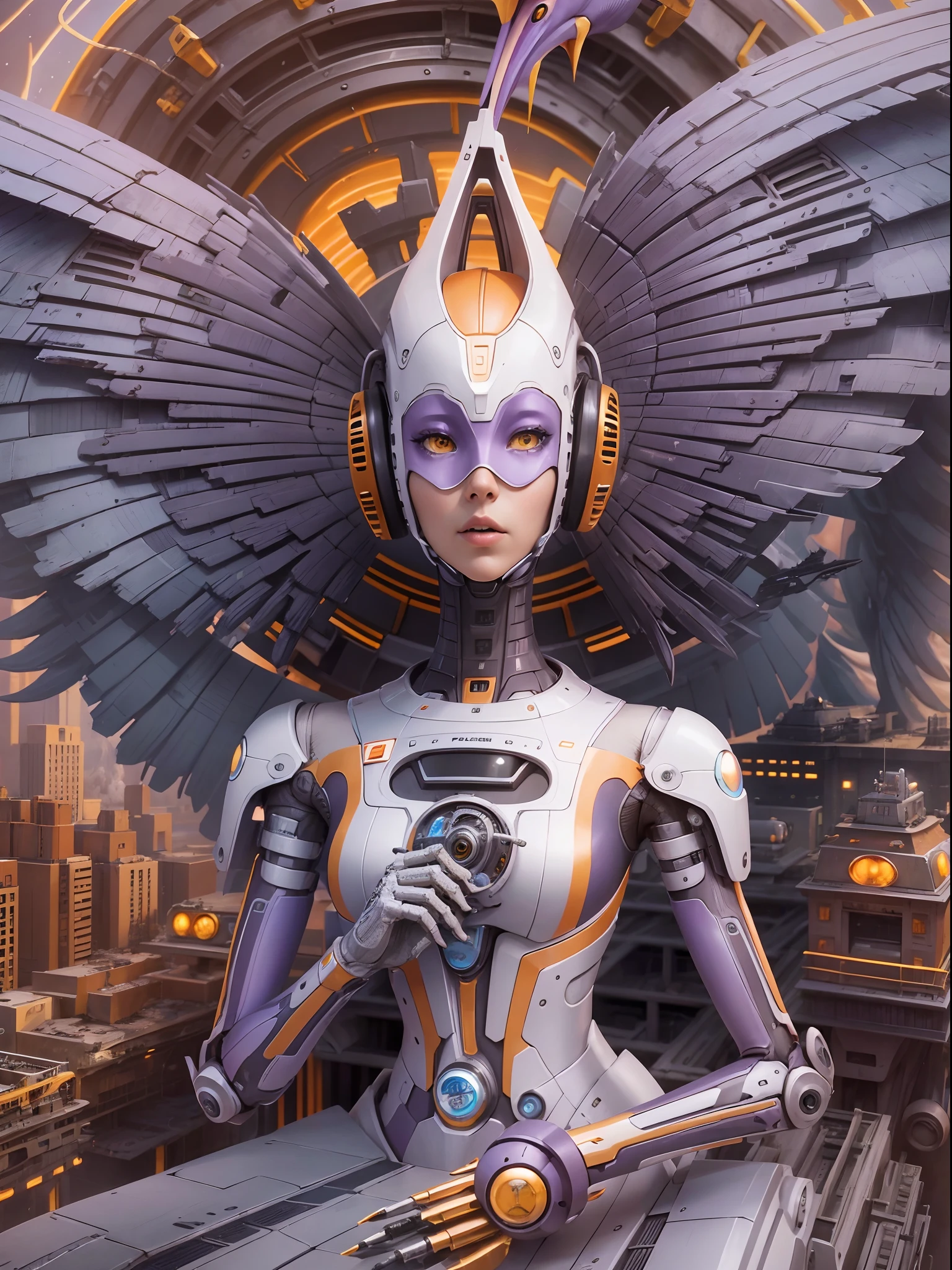 (Robot Pelican),（ Background with: Tsunami Big Wave 1.0）,（Colorful smoky purple），
{{Masterpiece}},{{{Best quality}}},{{Ultra-detailed}}, mechanical structure,Photography,author：Alberto Vargas and H.r. Giger,author：Andrey Remnev,rendering by octane,high resolution,hyper qualit,High detail,8K surrealism, ((Nature)), ((a harmonious integration)), ((The balance between technology and the environment))（Look up at the camera：1.2）,