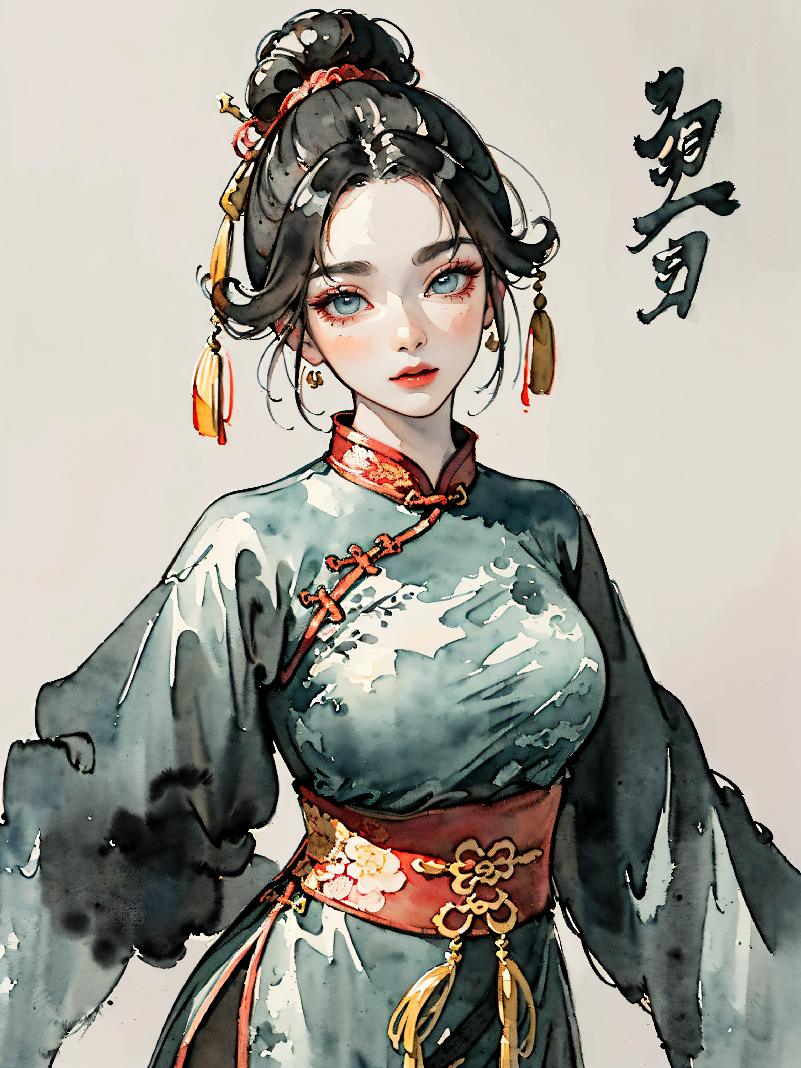 (((((((Pintura a tinta chinesa，pintura em aquarela，traje chinês antigo,)))))))，((1 senhora,adorável mistura coreana garota da Arábia Saudita,rosto magro，Sozinho,))(Obra de arte,melhor qualidade, arte oficial, Beautiful e aesthetic:1.2),((resolução ultra-alta,proporção áurea,)) (16K),((De baixo，fundo detalhado,pinturas de estilo chinês)),(renderização baseada fisicamente),incrível,foco nitído, (((altadetalhespele,))),Roupas intrincadamente detalhadas,Sobrancelhas de bicho-da-seda deitadas，Alunos delicados，Danfeng olhos,((((cabelo detalhado,Cabelo médio|Corte desgrenhado|Franja lateral longa e ousada|Corte elegante de duende|Updo volumoso|corte inferior)))),Delgado,(iluminação lateral de obra-prima),(O brilho),(cabelo bonito,olhos lindos,）[[Delicate fingers e hes:0.55]::0.85],(detalhe dedos),(((Qualidade superior,)))),((inacreditável Ridículo,)),((extremamente_detalhado_olhos_e_face)),Garota do filme,(configuração dinâmica: 1.2),brilhante,Lustroso