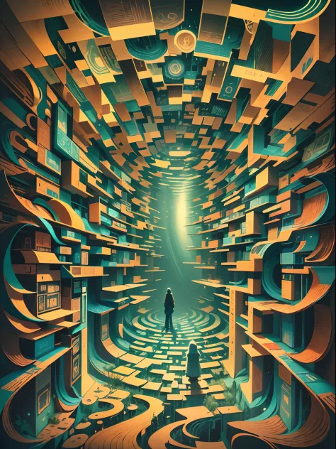 Call to the maze, Enter a mysterious labyrinth, Time turns to paper、Where illusions are unleashed by paintbrushes. A surreal jou...