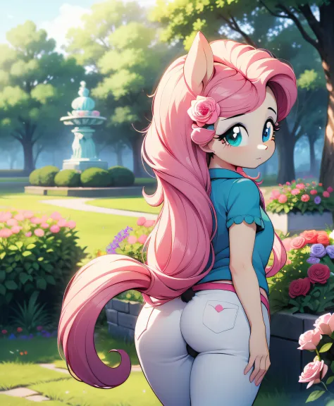 (masterpiece, best quality:1.1), 1girl, solo, ass focus, (my little pony:1.1),ass, from behind, (tail:1.1), looking back, lookin...