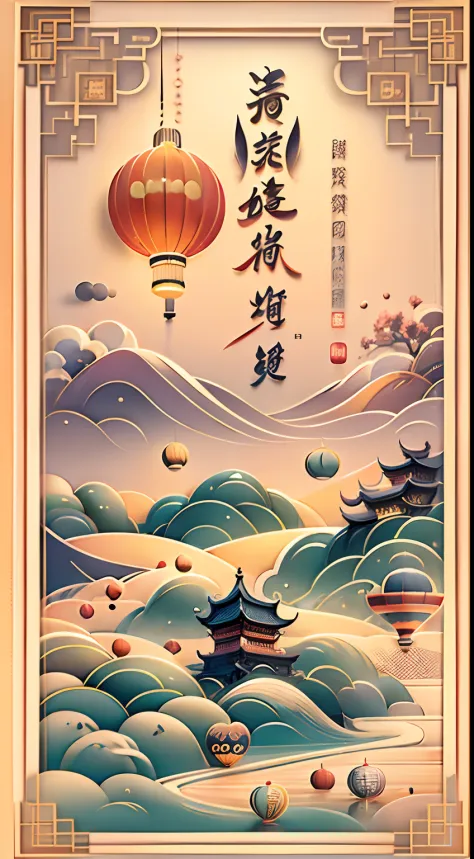 Mid-Autumn Festival Cell Phone Poster，Titres：Welcome to the National Day，He Zhongqiu，The font design should be artistic and modern，Add representative artistic elements，Comme la lune，Tiananmen，tons rouges