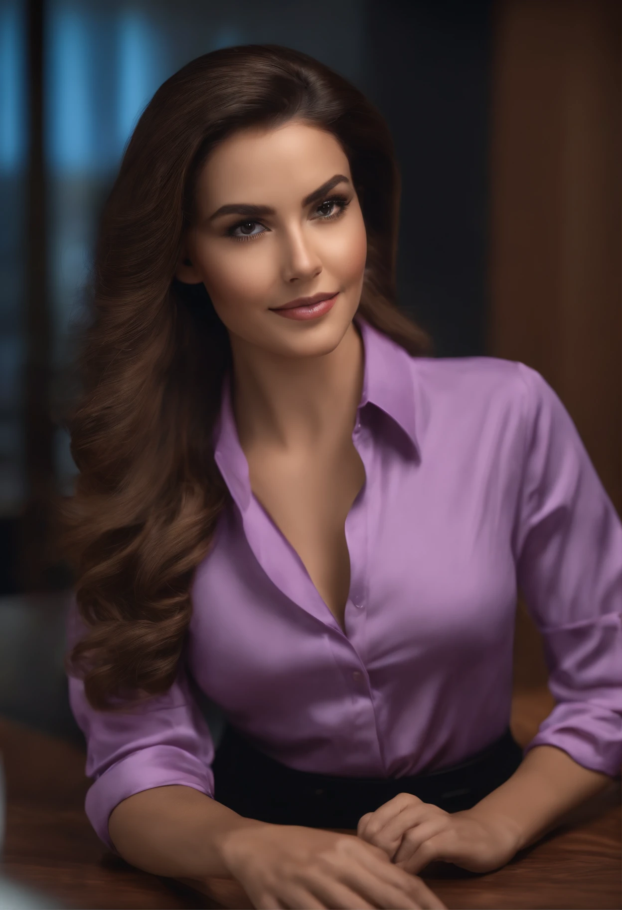 Qualidade Superior, lilac silk shirt jeans , Shorty Definition, 1girl