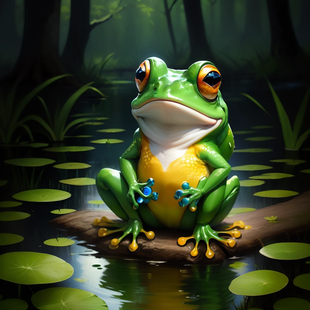 Ultra realistic frog sitting at a pond - SeaArt AI