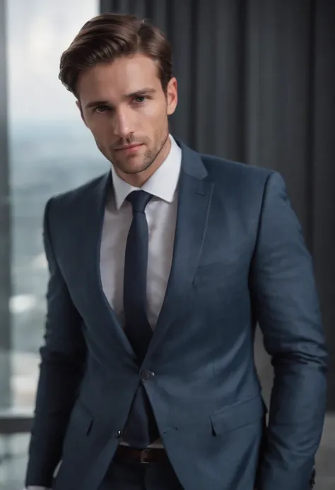 attractive 30 year old man in Hugo boss business suit, full body shot ...